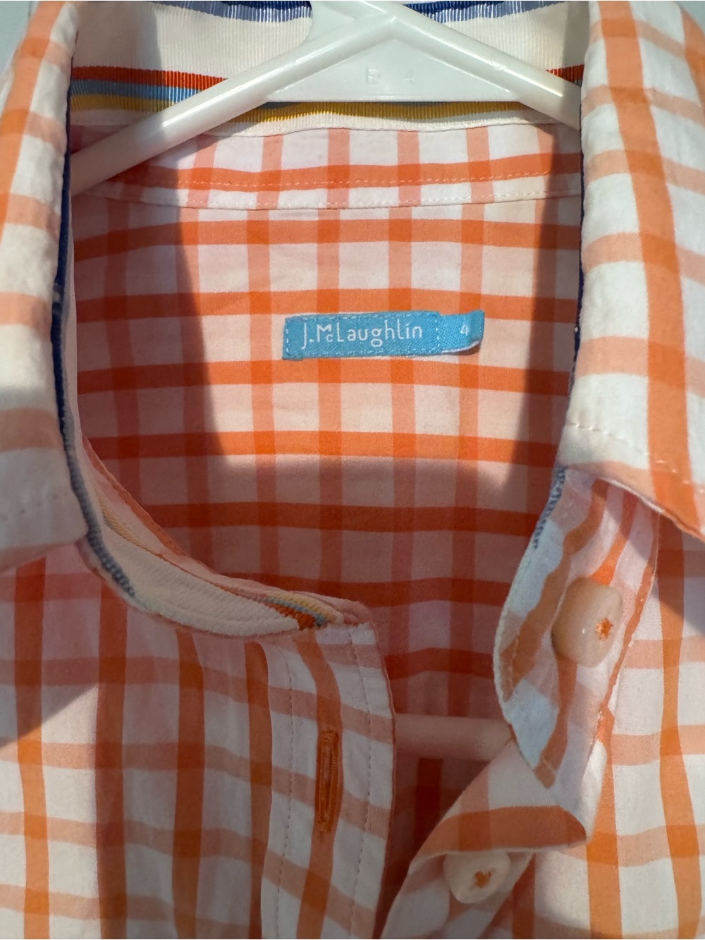 J. McLaughlin Orange & White Checked Button-Up Shirt - Picture 2 of 4